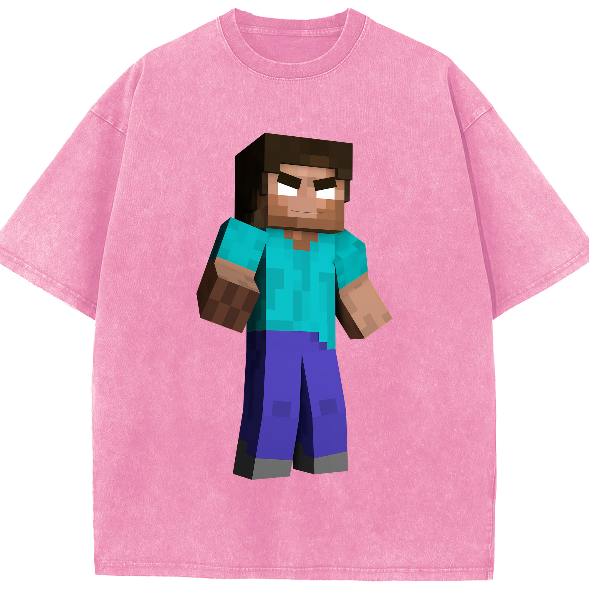 （画像用） マインクラフト ブロックの世界 Minecraft MC Block world 綿100% ヴィンテージ風 半袖Tシャツ（フロントプリント）